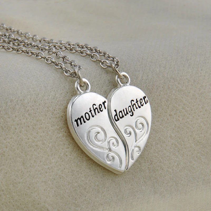 2PC Best Friend Mother Daughter Heart Pendant Necklace Gifts Mom Friendship BFF 2PC Best Friend Mother Daughter Heart Pendant Necklace Gifts Mom Friendship BFF