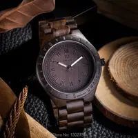 2018 новые натуральные черные сандалии деревянные аналоговые часы UWOOD Япония MIYOTA кварцевый механизм деревянные часы платье наручные часы для унисекс - изображение