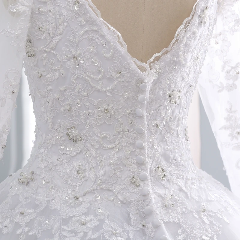 Luxury Vintage Long Sleeves Lace Wedding Dress