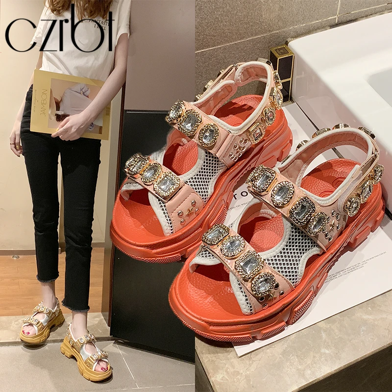 

Czrbt 2019 Summer New Shoes Women Fashion Crystal Platform Sandals Women Casual chaussures femme Non-Slip zapatos de mujer