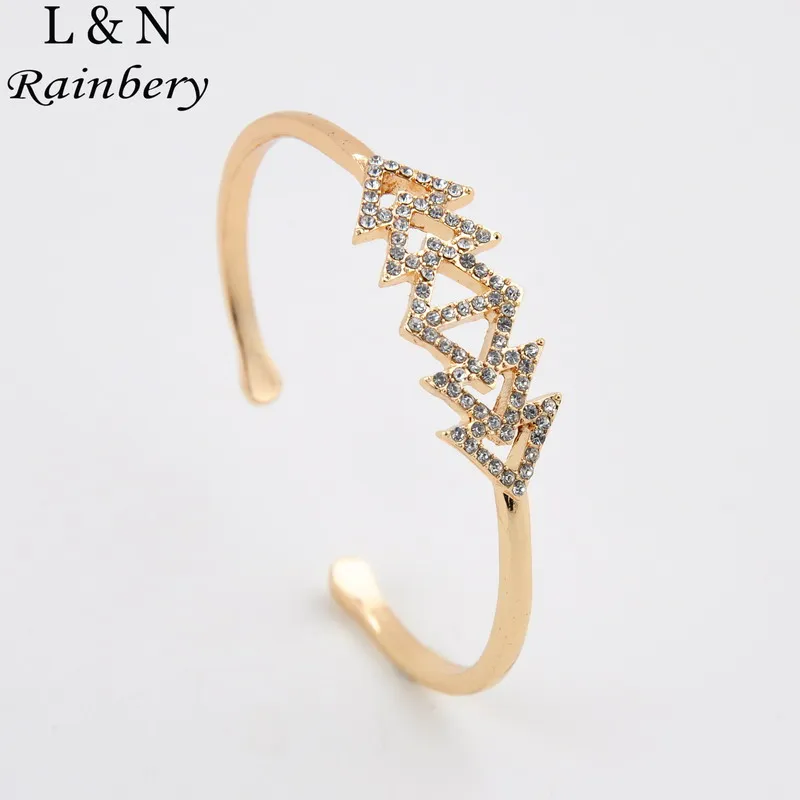 Rainbery Vintage Gold plated Crystal Adjustable Cuff Bangles Bracelet For Charms Diy  Fashion Jewelry