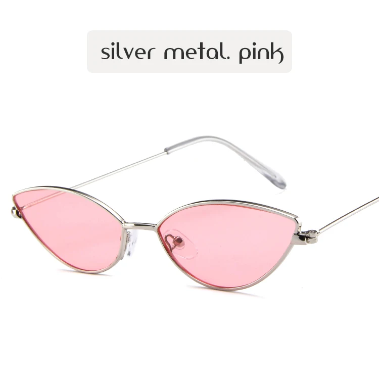 Новые солнцезащитные очки "кошачий глаз", женские Модные Винтажные Солнцезащитные очки, брендовые дизайнерские роскошные солнцезащитные очки с металлической оправой, тонированные зеркальные женские солнцезащитные очки - Цвет линз: silver-pink