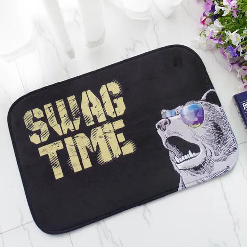 B 60x40cm Funny Cartoon Printed Doormat Flannel Floor Mat Absorbent Bathroom Porch Door mats Rug Kitchen Home Entrance Carpet - Цвет: B