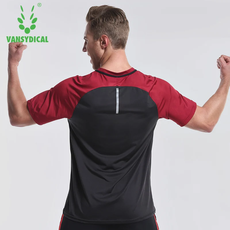 

Vansydical Mens Running Shorts Workout Trainning T-shirt Basketball Fitness Gym Sportswear Running Man Tees V-Neck Tops