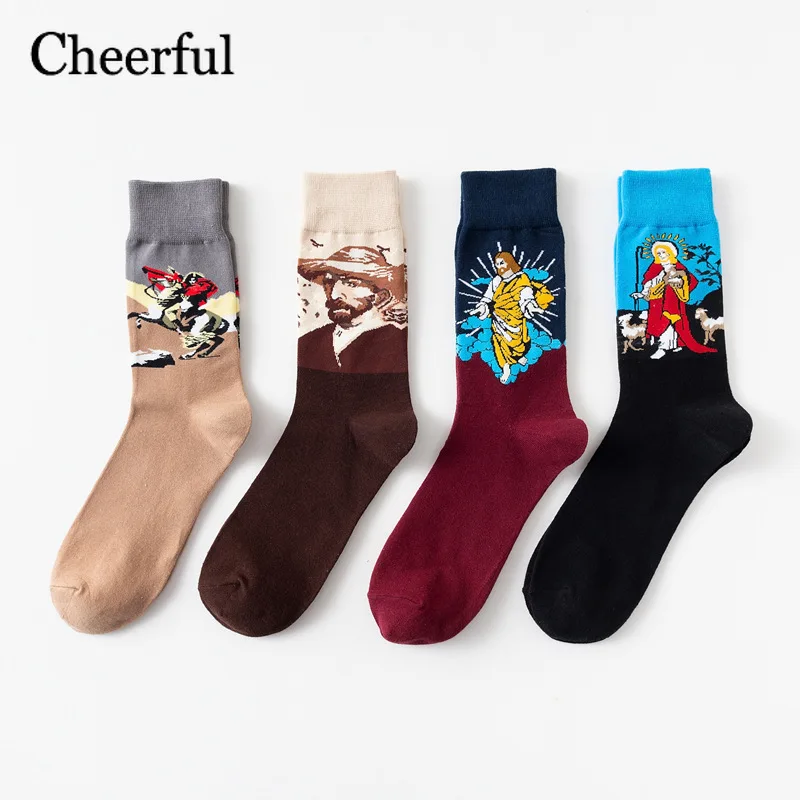 

2019 Fashion Women Men Art Painting Happy Socks Colorful Gothic Vintage Funny Socks Novelty Crazy Socks Harajuku Streetwear