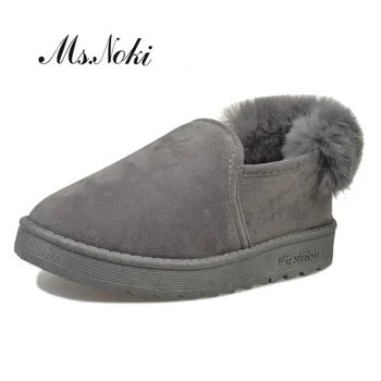 

Quality fashion warm plush solid women snow boots flat with platform sweet winter ladies boot round toe female ankle boots sell