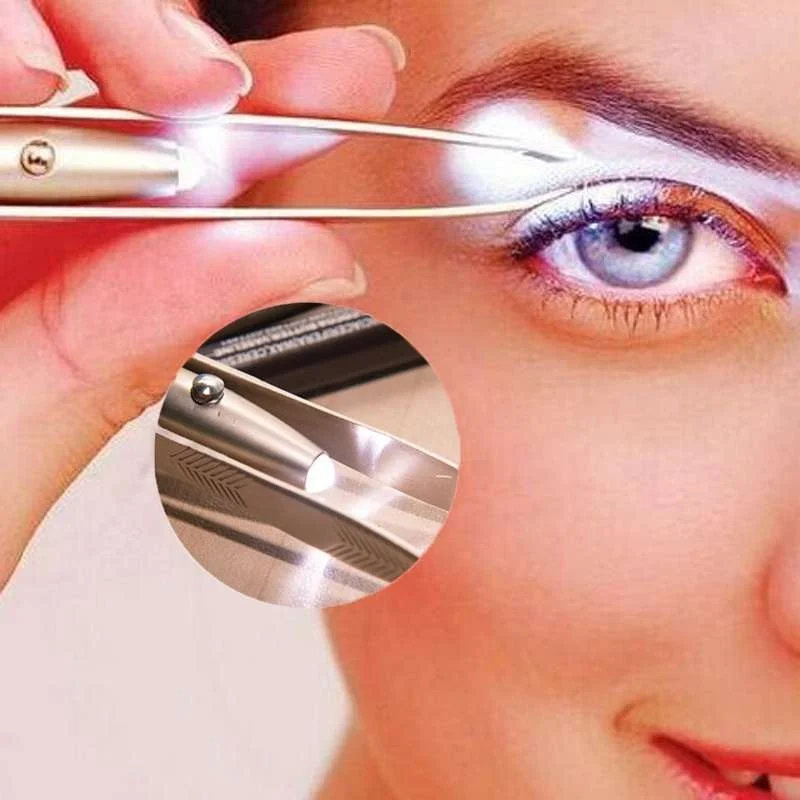 

2018 Eyebrow Clip with Lamp New Style Facial Hair Eyebrow Eyelash Removal Tweezer With LED Makeup Tool