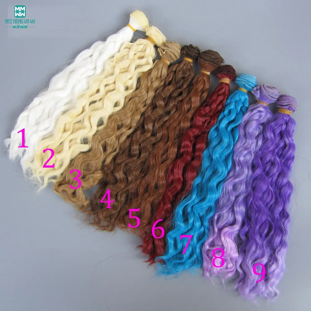 

1pcs 25cm*100CM Imitate wool curls doll wigs/hair For 1/3 1/4 1/6 BJD/SD doll Light gold, khaki, brown