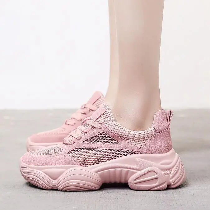 Кроссовки; женская обувь; высококачественные дышащие уличные кроссовки; цвет бежевый, розовый; повседневная обувь для девочек; женская обувь; f737 - Цвет: Розовый