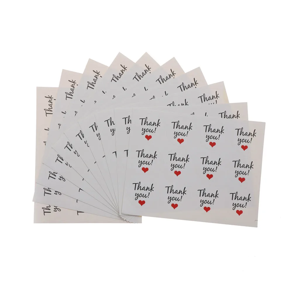 

120pcs/10sheets "Thank you" Round White Kraft Stationery label sticker DIY Retro Seal sticker For products handmade with Love