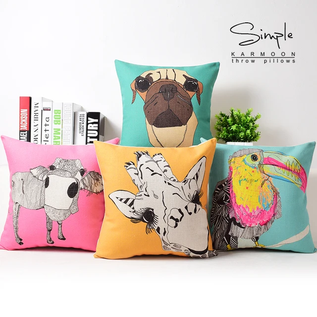 Funny Animal Cushion Cover Toucan Throw Pillow Case Zebra Owl Dog ... Funny Animal Cushion Cover Toucan Throw Pillow Case Zebra Owl Dog ...