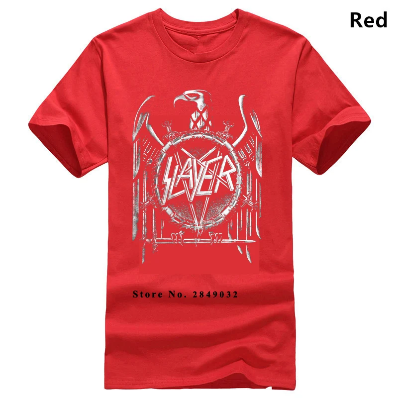 Slayer 'Eagle' Quaste Aufdruck Футболка стильная Винтажная футболка с коротким рукавом Забавный Топ Футболка крутые футболки дизайн лучшие продажи для мужчин - Цвет: Красный