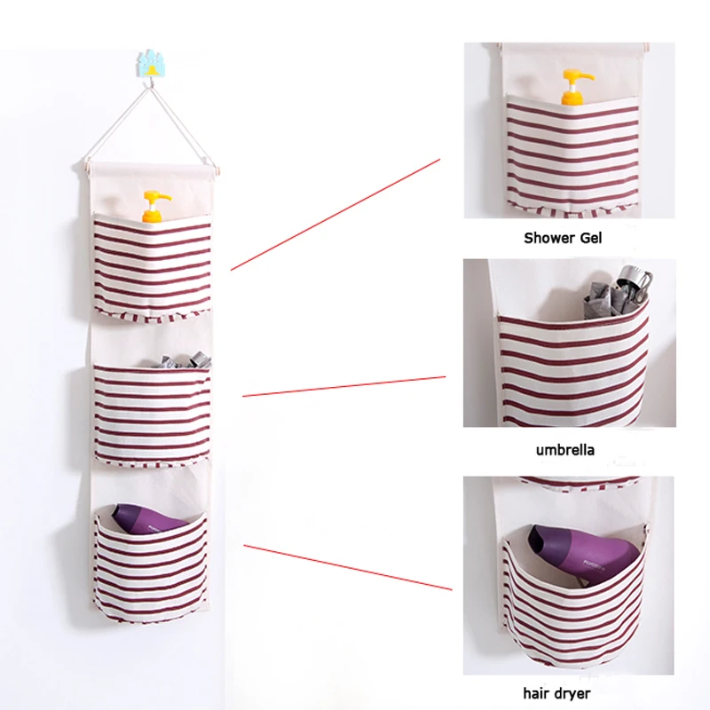 حقيبة تخزين قابلة للحمل 3 جيوب سلة غسيل معلقة مع جيوب تخزين المنزل منظم Organizadores دي تودوس أوس Tipos شماعات الحقيبة