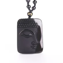 Обсидиан винтажное ожерелье Черный нефритовый кулон в виде головы Будды для женщин и мужчин ювелирные изделия Ювелирное Украшение из нефрита