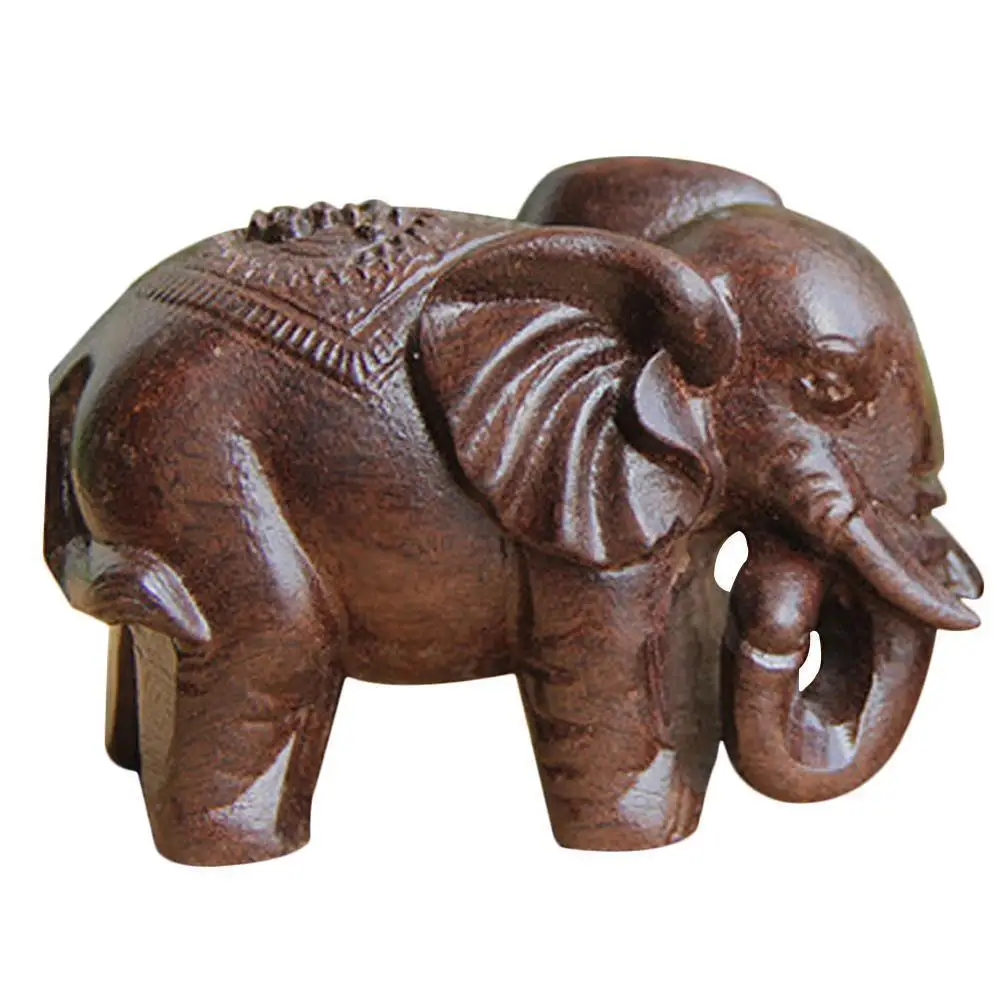 

Wood Wooden Elephant Figurines Craft Carved Natural Stone Mineral Crystal Mini Animals Statue Crafts Decorative Ornament MZG5877