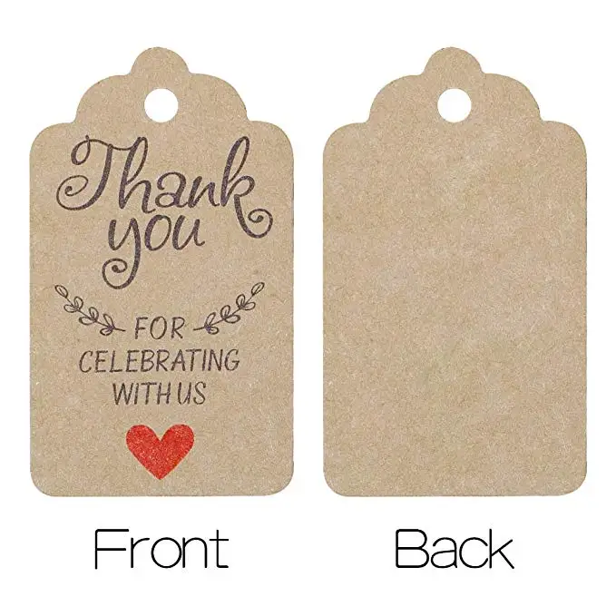 100PCS Original Design Thank You for Celebrating with Us Tags Paper Gift Tags Kraft Hang Tag for Wedding Party favors decoration