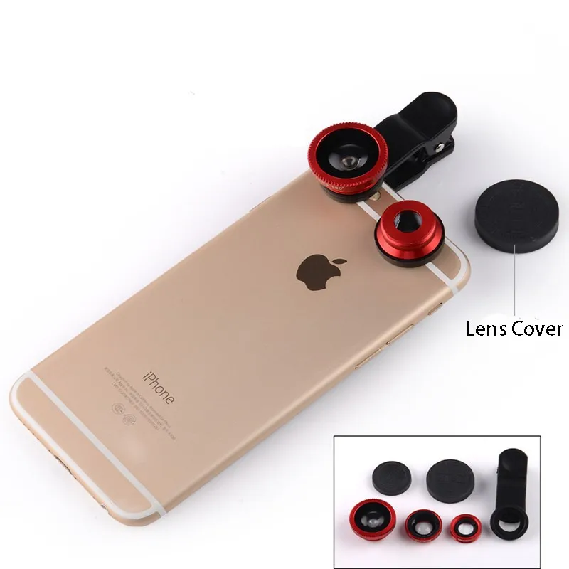 Fish eye universal 3 in 1 mobile phone chip lenses fisheye wide angle
