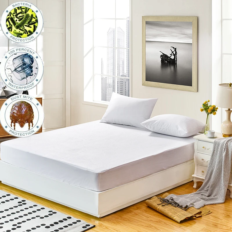 

160X200 Terry Mattress Cover 100% Waterproof Mattress Protector Single Bed Bug Dust Mite Mattress Pad Cover For Mattress Cover