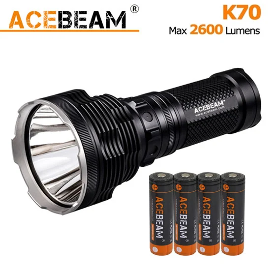 

ACEBEAM K70 Handheld Flashlight CREE XHP35 LED max 2600 lumens outdoor torch 1300 meter for search rescue + 4*3100mAh battery