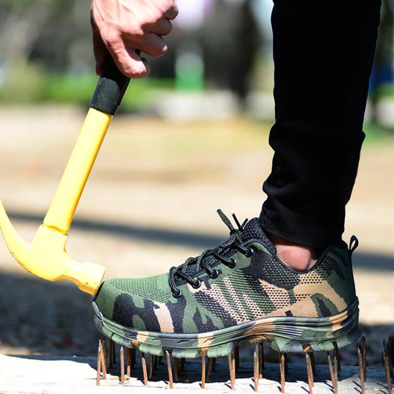 الرجال أحذية أمان تنفس أحذية عمل في الهواء الطلق غطاء صلب لأصبع القدم الأحذية مكافحة سحق البناء رياضية سلامة الرجال العمل مكافحة بيرس