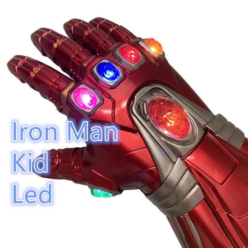 1:1 перчатки Таноса войны Gauntlet светодиодный светильник фигурки косплей реквизит Хэллоуин Детский подарок - Цвет: Iron Man Kid Led