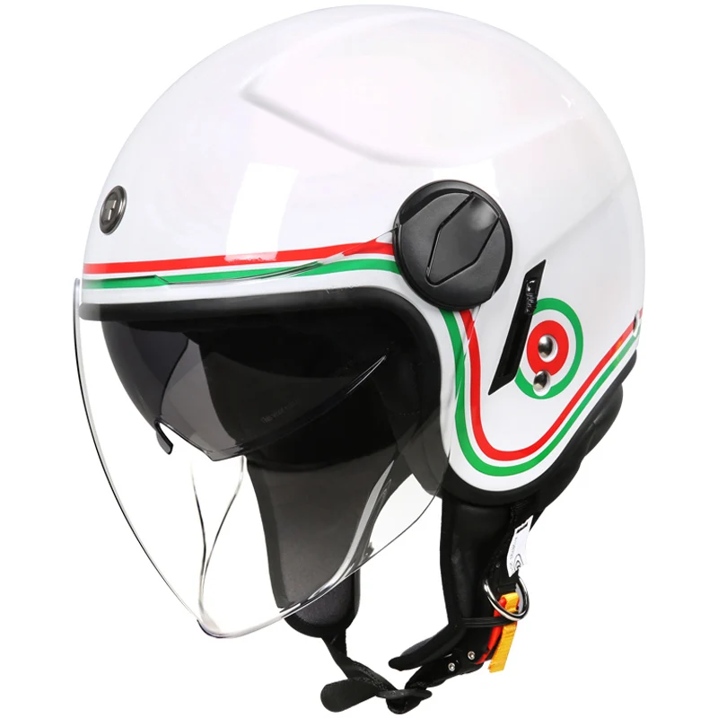TORC T595 реактивный шлем moto rcycle открытый шлем Ретро персонализированный мото rbike двойной козырек шлем capacete moto шлем DOT - Цвет: white Italy