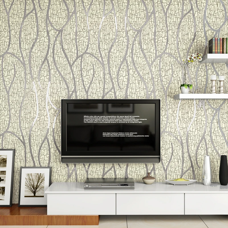 Luxury Quality Modern Flocking Abstract Stripe 3D Wallpaper Roll for