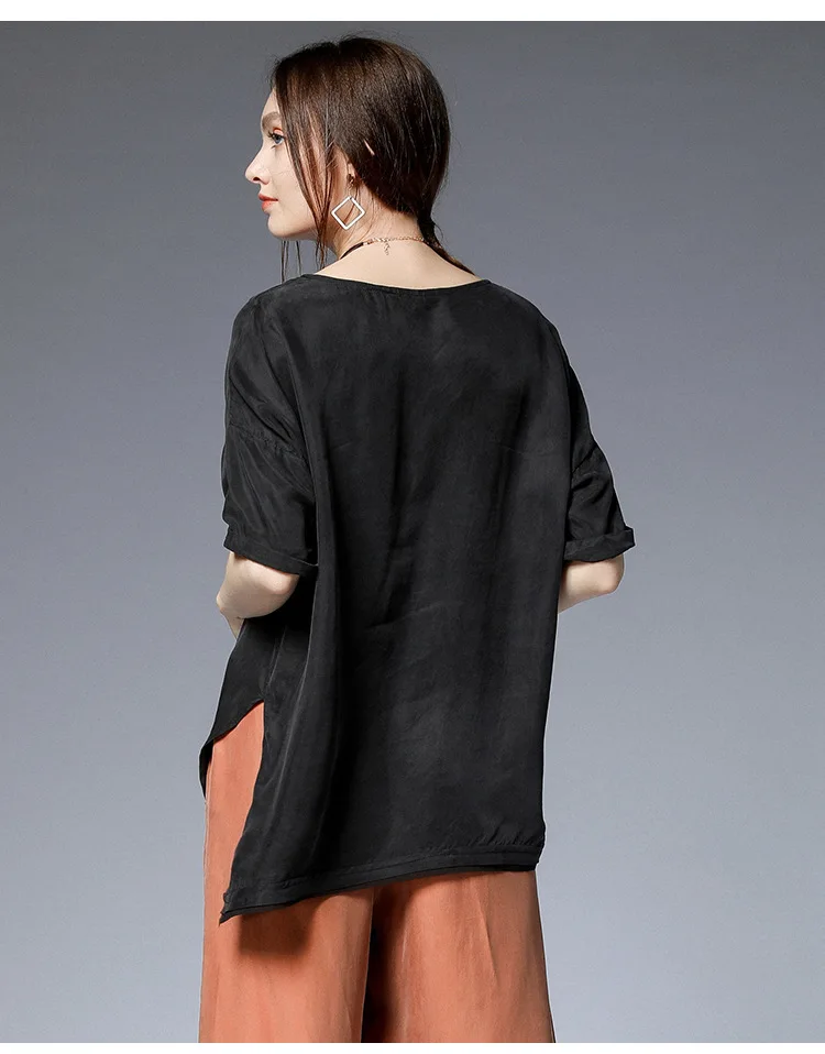 Queechalle 3XL 4XL размера плюс женская блузка лето Женская Асимметричная Повседневная Свободная блузка рубашка женские топы
