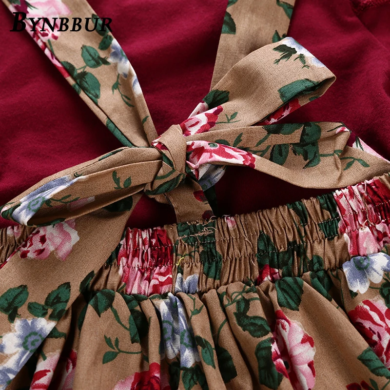 Bynbbur Solid Top And Floral Print Dress Sets 2 Pieces Suits Girl Kids Elastic Waist Cute Sets Cute Baby Girls 2019 Summer New