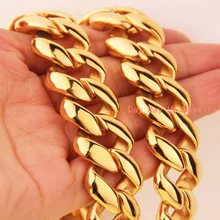 23.6″*21mm 277g New Arrive Heavy 316L Stainless Steel Gold Tone Curb Cuban Chain Men’s Boy’s Necklace High Quality Cool Jewelry