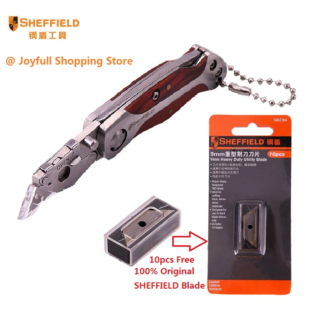 Baratos SHEFFIELD nuevo Mini cuchillo de uso general de acero inoxidable caja de cuchillo plegable cortador de papel portátil de bolsillo cuchillo de hoja de cambio rápido