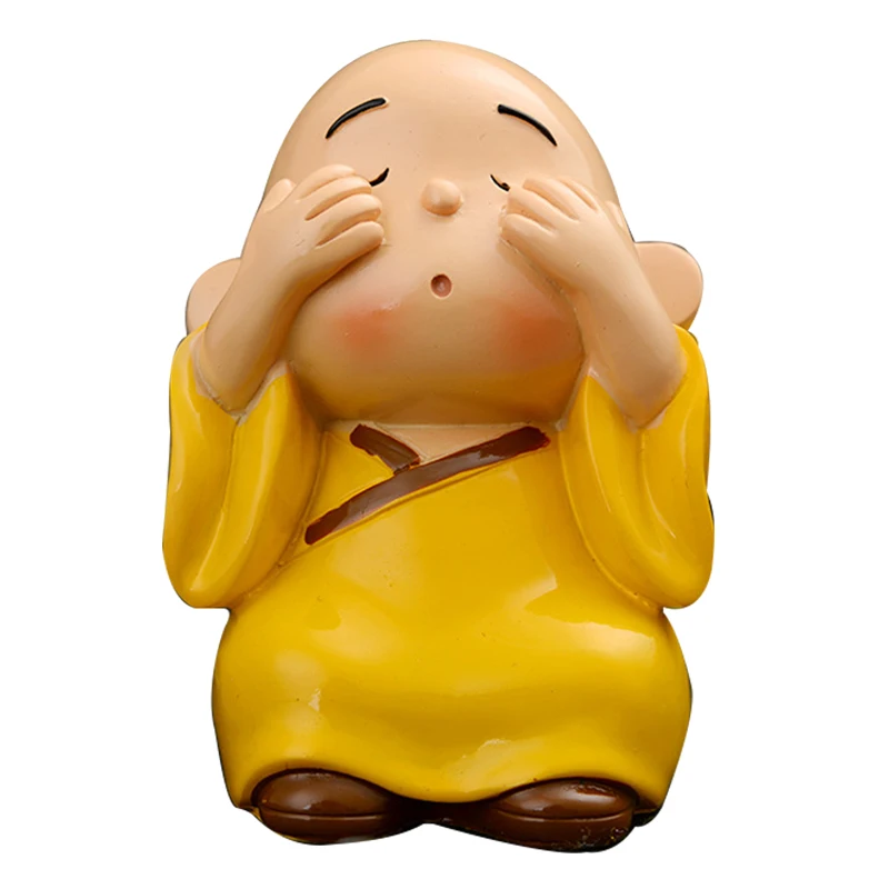 

Creative Resin Crafts Lucky Mini Monk Set Figurines Car Ornaments Desktop Crafts Little Monk Do Not Speak Home Decoration Gifts