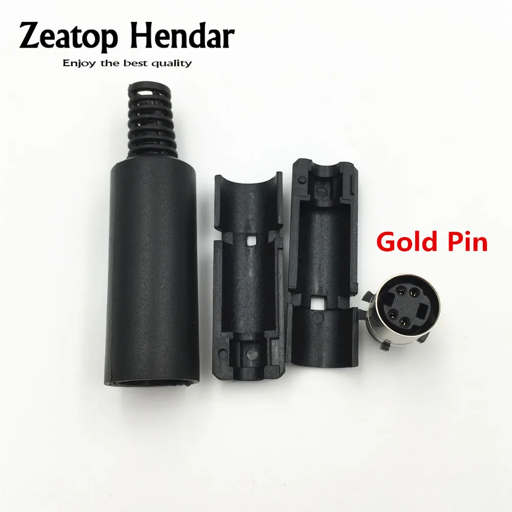 10 шт. золотой медный Pin Mini 4 5 6 8 Din гнездовой разъем с пластиковой ручкой кабель для