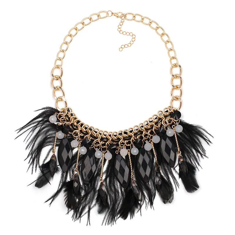 

2019 new Wholesale Chain chunky Choker statement necklaces fashion feather pendant Necklace for women