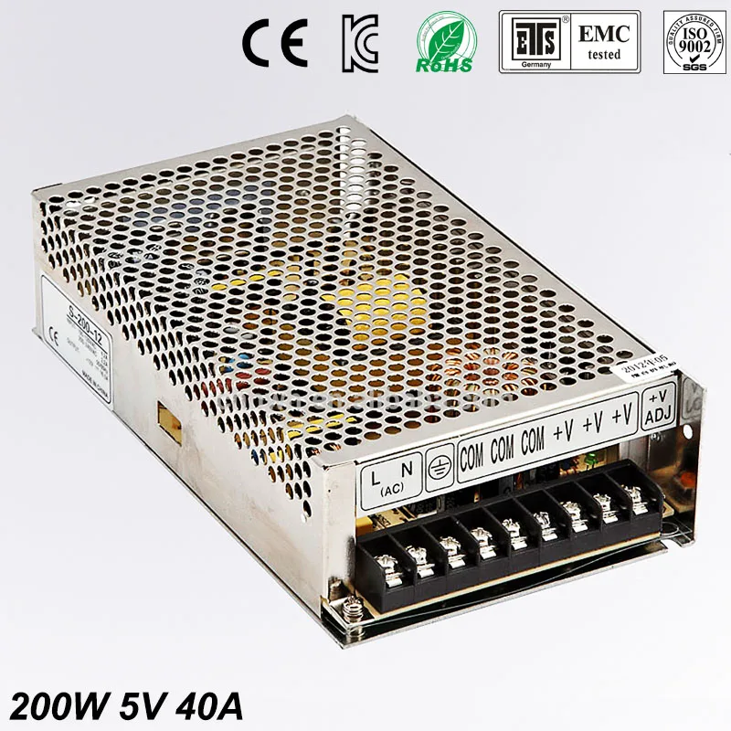 

5V 40A 200W Switching Power Supply Driver for LED Strip AC 100-240V Input to DC 5V free shipping