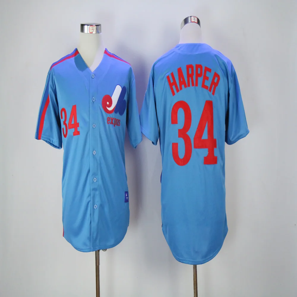

Bryce Harper Jersey 34 Montreal Expos Baseball Jersey All stitched Retro Style More Color