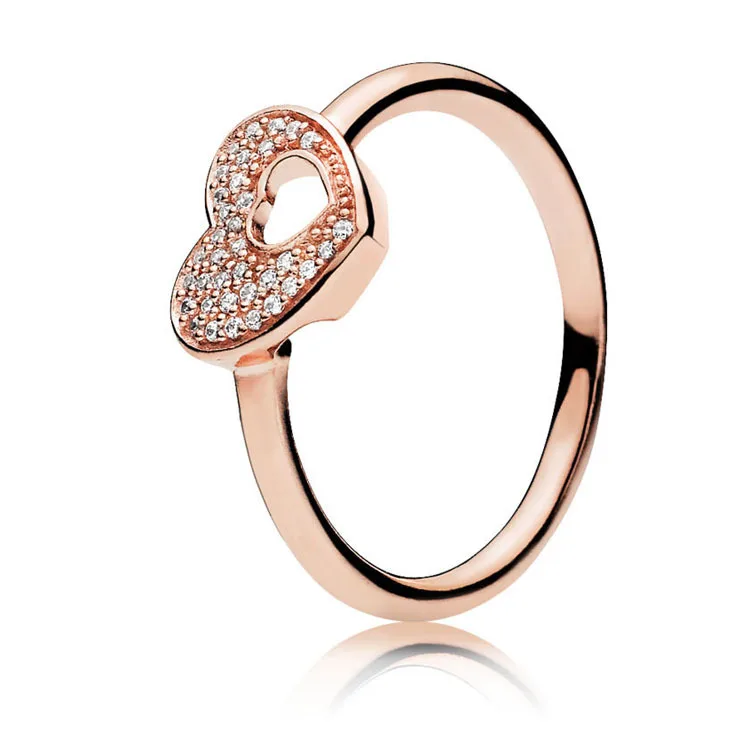 

YPD10 Zircon Ring Female 925 Silver-inlaid Zircon Ring Wedding Simple Heart-shaped Ring