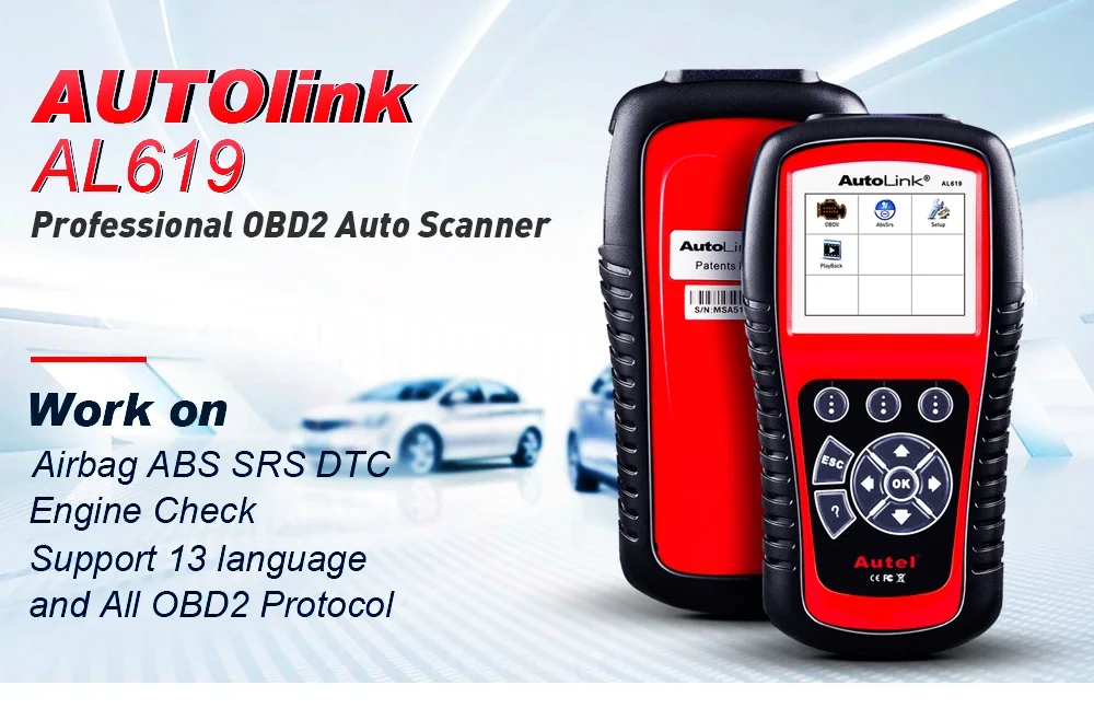 Autel AL619 ABS/SRS OBD2 сканер автомобильный диагностический инструмент один клик OBDII сканер автомобильный код считыватель сканер автомобильный диагностический инструмент