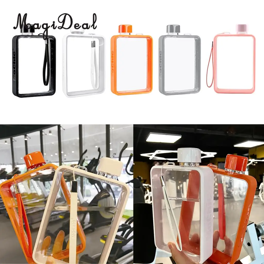 MagiDeal Clear Book Portable Paper Pad Water Bottle Flat Drinks Kettle 5 Colors to Choose