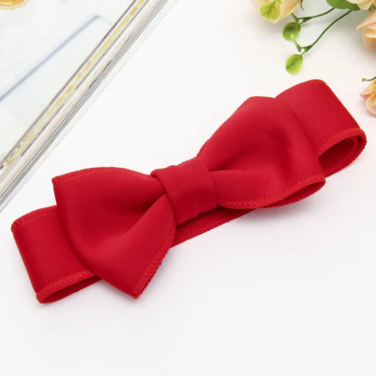 Fashion kids infant child girls head wraps tiara elastic ribbon headband satin big bows headwrap hair bands Accessories For Party (5)