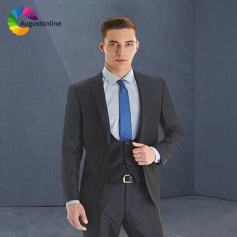 

Black Business Men Suits For Wedding Bridegroom Regular Fit Smart Casual Blazer Tuxedo Ternos Masculino Best Man Prom 3 Pieces