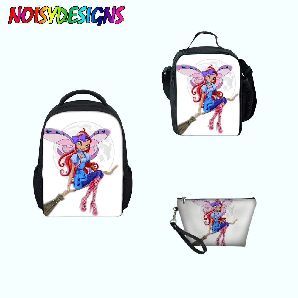 

Winx Club Game For Girls Print School Bags Set Kids Bags 3pcs School Supplies for Boys rugzak Large Capacity Haversack Backpack