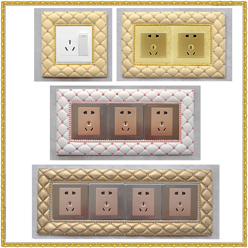

Switch Decorative Cover Simple Modern Wallpaper Luxury Socket Set Wall Stickers Diverse Home Decoration Switch Panel