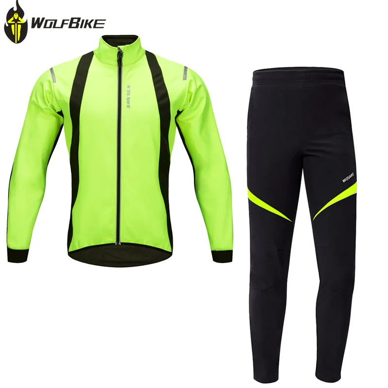 

WOSAWE Winter Thermal fleece cycling jacket sets bicycle warm mountain bike clothing racing bike suits kit