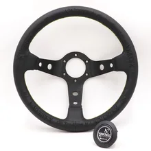 13 дюймов Vertex черный натуральная кожа Вышивка Drift Спорт Рули