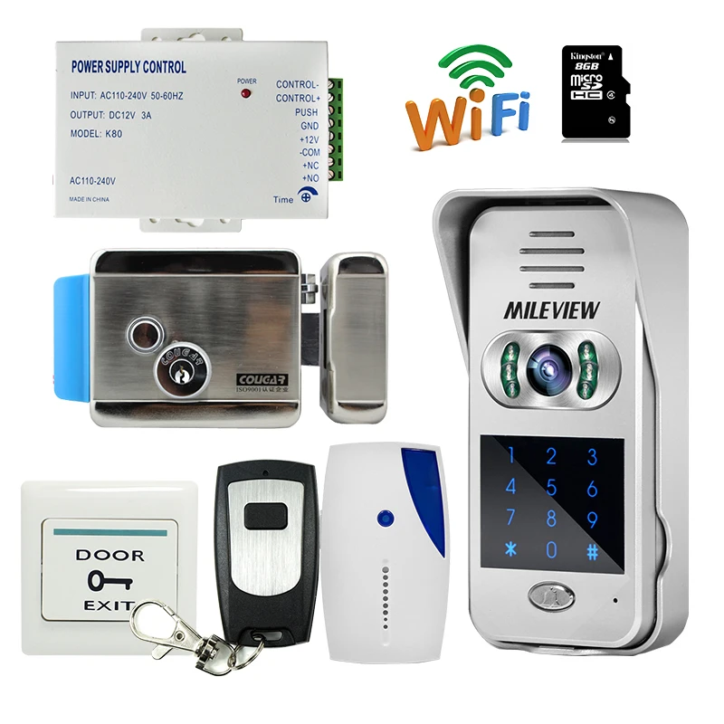 

MILEVIEW Code Keypad Wireless Wifi IP Doorbell Video Door Phone Intercom for Android Phone Electric Control lock Bell FREE SHIP
