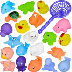 20 шт. прекрасный Животные плавание детская ванночка водные игрушки красочные мягкие резиновые поплавок Squeeze звук скрипучий Beath игрушки для