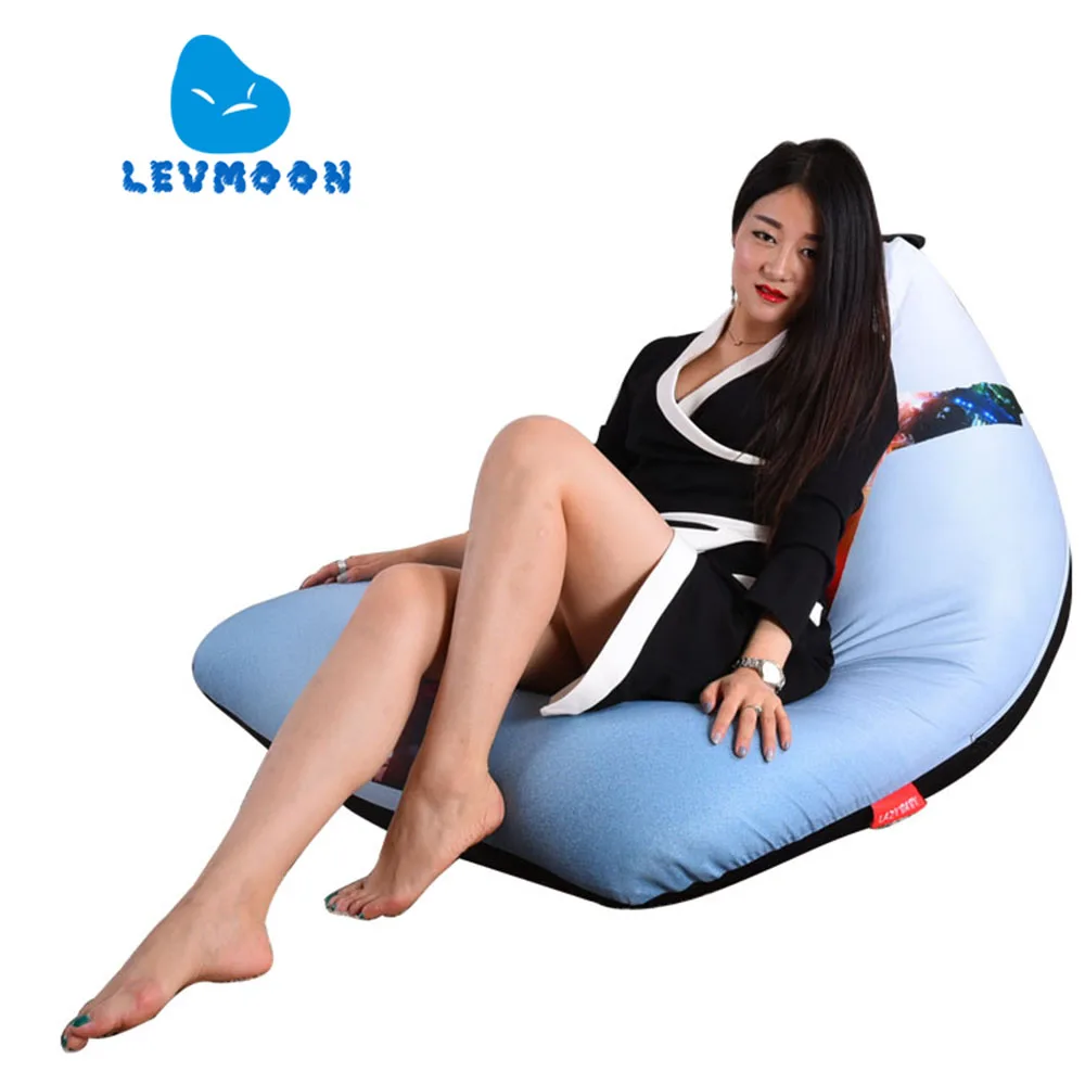 cheap LEVMOON Beanbag Sofa Chair Michael Jackson Seat Zac Comfort Bean Bag Bed Cover Without Filler Cotton Indoor Beanbag Lounge Chair