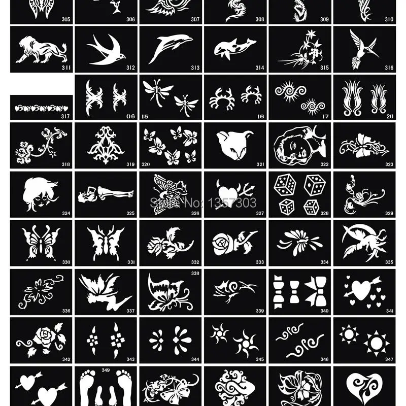 50 Смешанные листы для дизайна трафареты для покраски тела блеск набор для Временной Татуировки