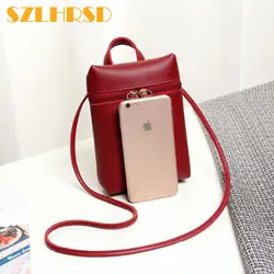 SZLHRSD новый 5 цвет сладкий двойной тянуть сумка-мессенджер защита мобильного телефона кожаный бумажник для iphone X для iphone 8 7 Plus 6s